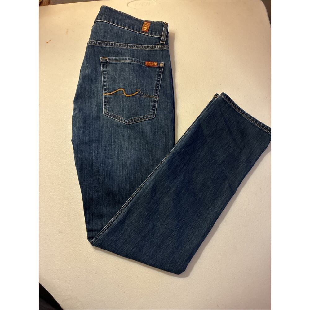 7 For All Mankind Luxe Performance Mens 33x32 Blue Dark Wash Straight Italian